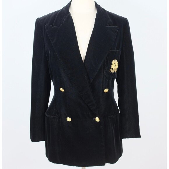 Ralph Lauren Purple Label Collection jacket sz 8 velvet black double breast